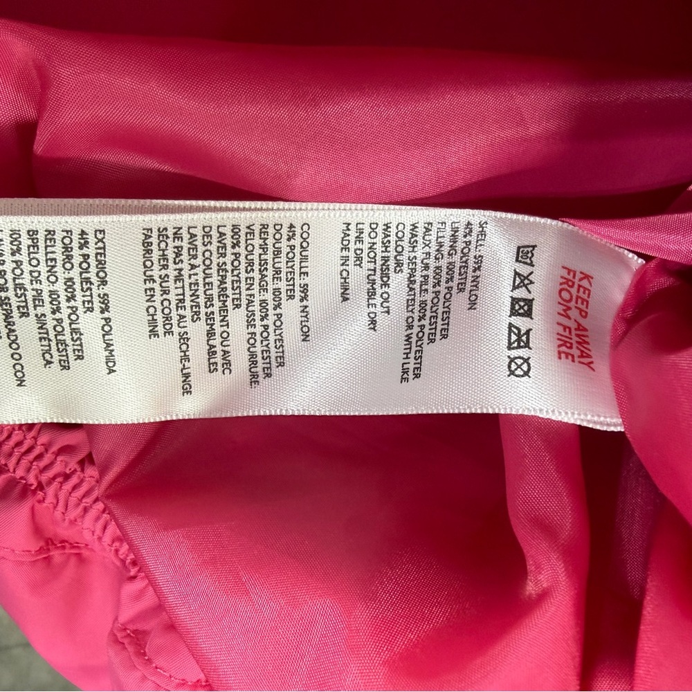 Urban Outfitters Women’s Duckie Faux Shearling Collar Puffer Jacket Size M Pink - Picture 6 of 8